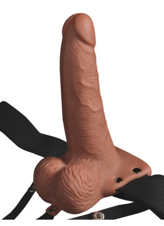 6" Hollow Rechargeable Strap-on with Balls